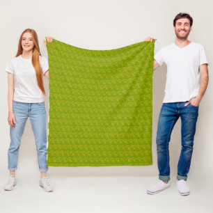 Elegant Chartreuse Green Floral Pattern Fleece Blanket