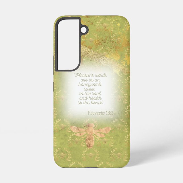 Elegant Chartreuse Green Gold Bee Wreath Bible Samsung Galaxy Case (Back)