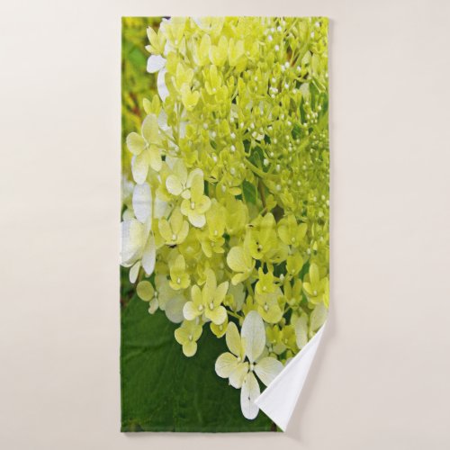 Elegant Chartreuse Green Limelight Hydrangea Bath Towel