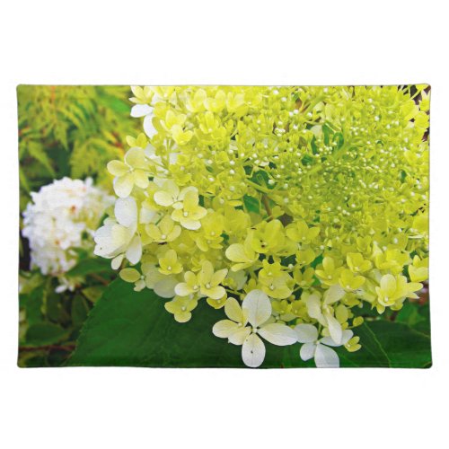 Elegant Chartreuse Green Limelight Hydrangea Cloth Placemat