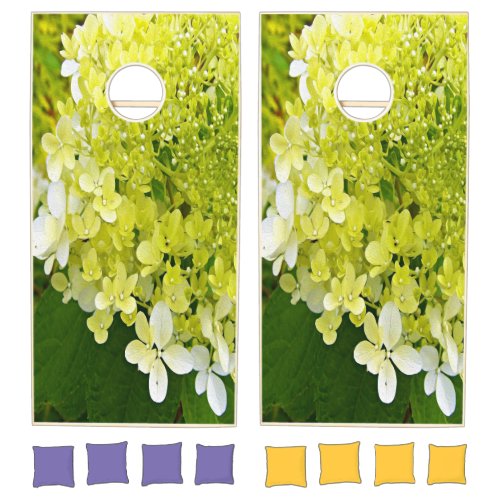 Elegant Chartreuse Green Limelight Hydrangea Cornhole Set