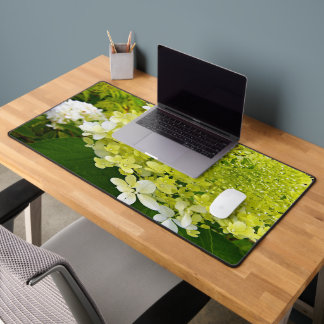 Elegant Chartreuse Green Limelight Hydrangea Desk Mat