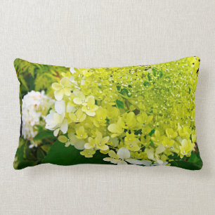 Elegant Chartreuse Green Limelight Hydrangea Lumbar Pillow