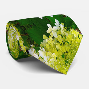 Elegant Chartreuse Green Limelight Hydrangea Neck Tie