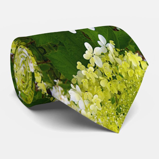 Elegant Chartreuse Green Limelight Hydrangea Neck Tie (Rolled)