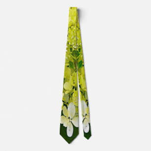 Elegant Chartreuse Green Limelight Hydrangea Neck Tie