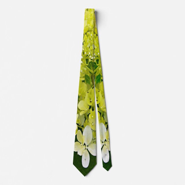 Elegant Chartreuse Green Limelight Hydrangea Neck Tie (Front)