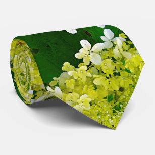 Elegant Chartreuse Green Limelight Hydrangea Neck Tie