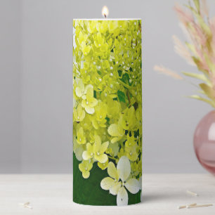 Elegant Chartreuse Green Limelight Hydrangea Pillar Candle