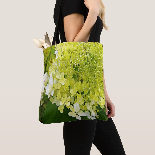 Elegant Chartreuse Green Limelight Hydrangea Tote Bag (Close Up)