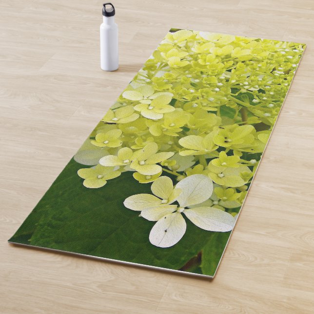 Elegant Chartreuse Green Limelight Hydrangea Yoga Mat (In Situ)