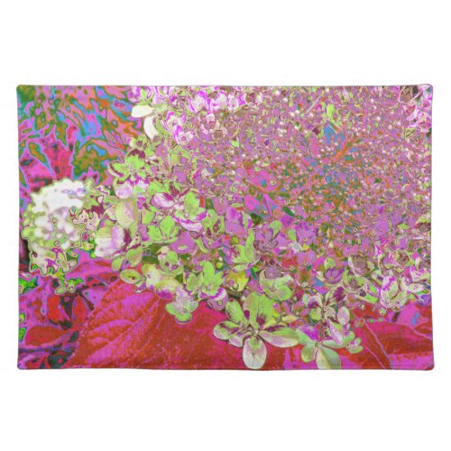 Elegant Chartreuse Green Pink and Blue Hydrangea Cloth Placemat