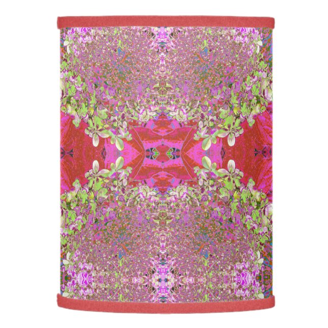 Elegant Chartreuse Green, Pink and Blue Hydrangea Lamp Shade (Left)
