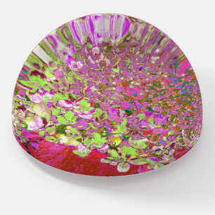 Elegant Chartreuse Green, Pink and Blue Hydrangea Paperweight