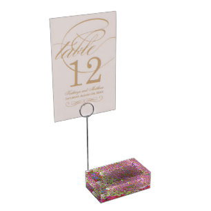 Elegant Chartreuse Green, Pink and Blue Hydrangea Place Card Holder