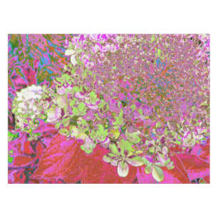 Elegant Chartreuse Green, Pink and Blue Hydrangea Tablecloth