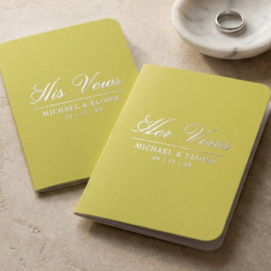Elegant Chartreuse Script Wedding His and Hers Foil Vow Books