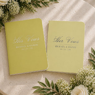 Elegant Chartreuse Script Wedding His and Hers Foil Vow Books