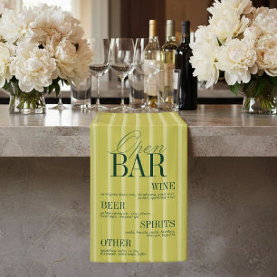 Elegant Chartreuse Stripe Open Bar Menu Wedding Banner
