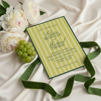 Elegant Chartreuse Stripe Pattern Formal Invitation