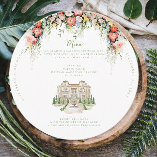 Elegant Chateau Floral Wedding Menu