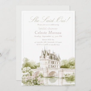 Elegant Chateau French Romance Bridal Shower Invitation