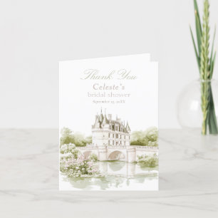 Elegant Chateau French Romance Bridal Shower Letterpress Thank You Card