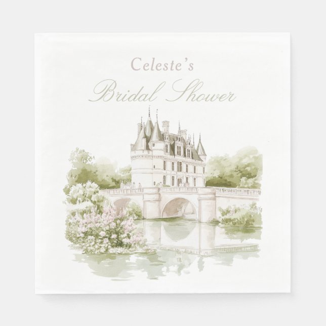 Elegant Chateau French Romance Bridal Shower  Napkins (Front)