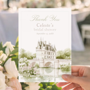 Elegant Chateau French Romance Bridal Shower Thank You Card