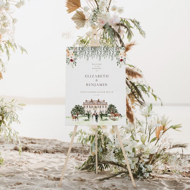 Elegant Chateau | Watercolor English Manor Wedding Foam Board (Creator Uploaded)