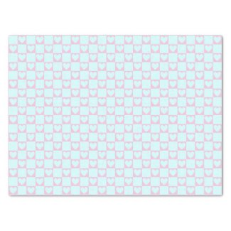 Elegant Checkered Hearts Soft Baby Pink and Blue
