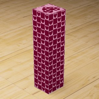 Elegant Checkered Hearts Soft Pink and Wine Red
