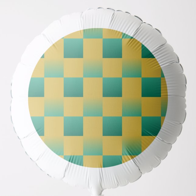 Elegant checkered pattern in green and gold  balloon (Front)
