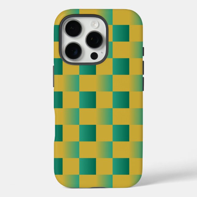Elegant checkered pattern in green and gold  Case-Mate iPhone case (Back)