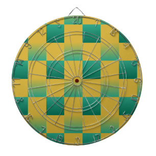 Elegant checkered pattern in green and gold  dart board