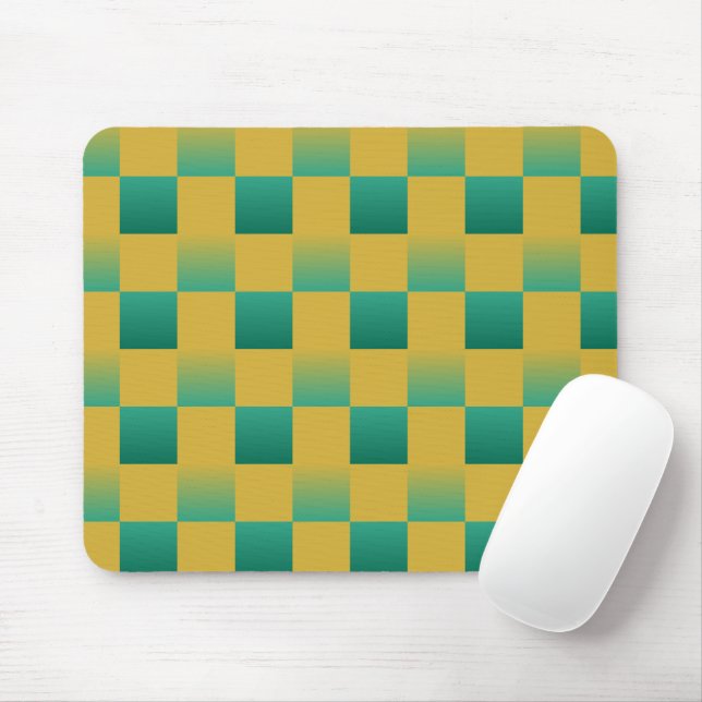 Elegant checkered pattern in green and gold  mouse pad (With Mouse)