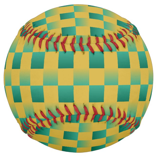 Elegant checkered pattern in green and gold  softball (Front)