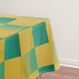Elegant checkered pattern in green and gold  tablecloth