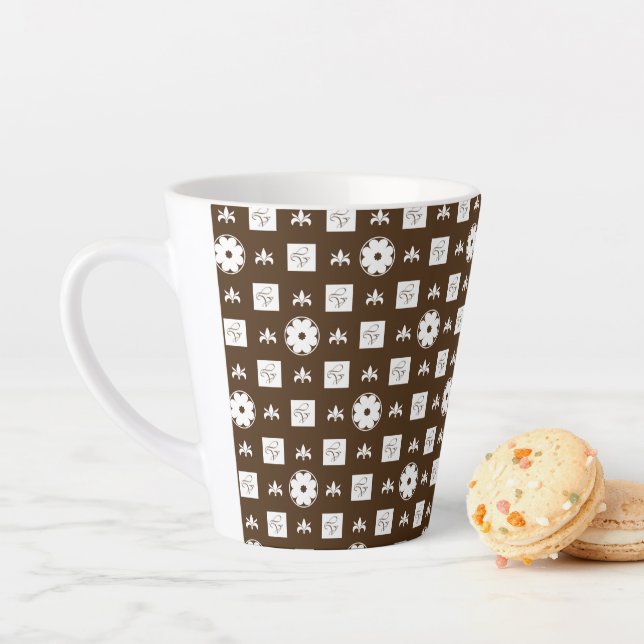 Elegant Checkered Pattern Latte Mug (In Situ)