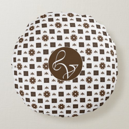 Elegant Checkered Pattern Round Pillow