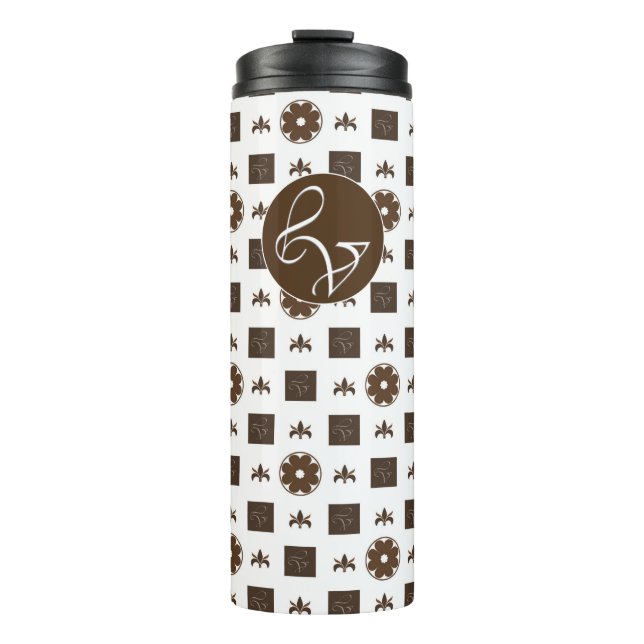 Elegant Checkered Pattern Thermal Tumbler (Front)