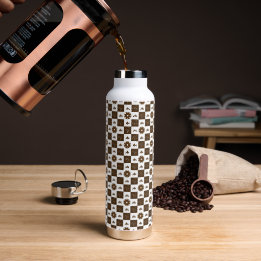 Elegant Checkered Pattern Water Bottle