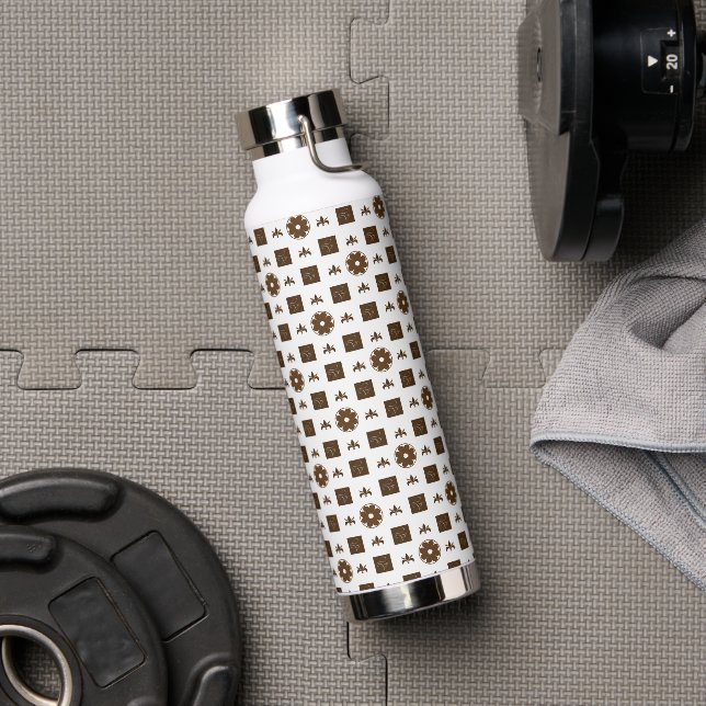 Elegant Checkered Pattern Water Bottle (Gym)