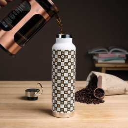 Elegant Checkered Pattern Water Bottle