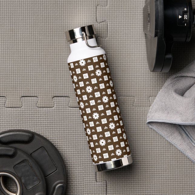 Elegant Checkered Pattern Water Bottle (Gym)