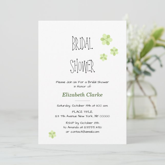 Elegant Cheerful Bridal Shower Invitation (Standing Front)