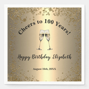 Elegant Cheers Gold 100th Birthday Napkins