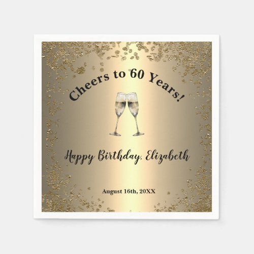 Elegant Cheers Gold 60th Birthday Napkins