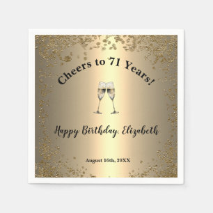 Elegant Cheers Gold 71st Birthday Napkin