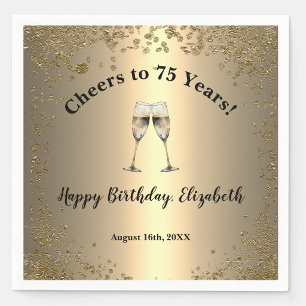 Elegant Cheers Gold 75th Birthday Napkins
